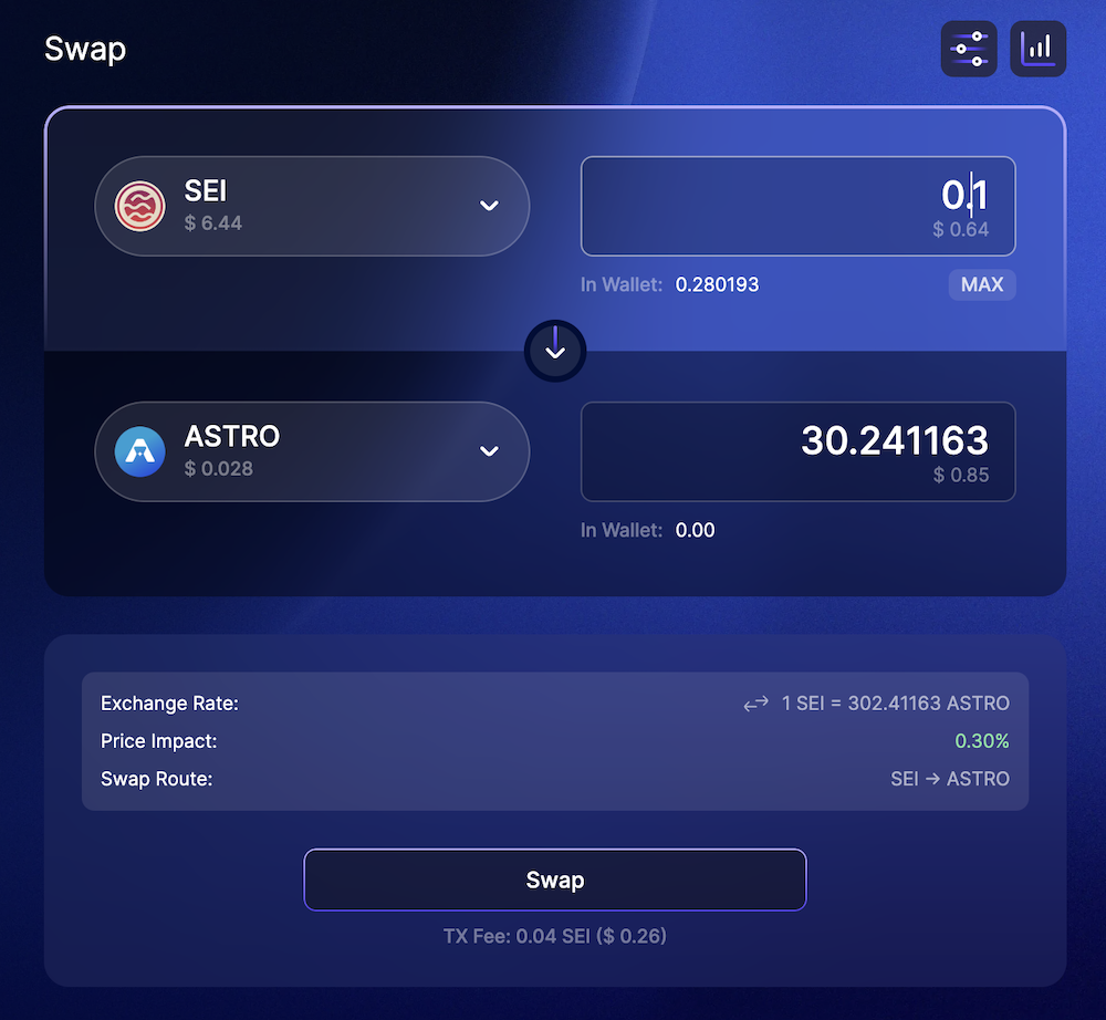 Sei Astroport Swap