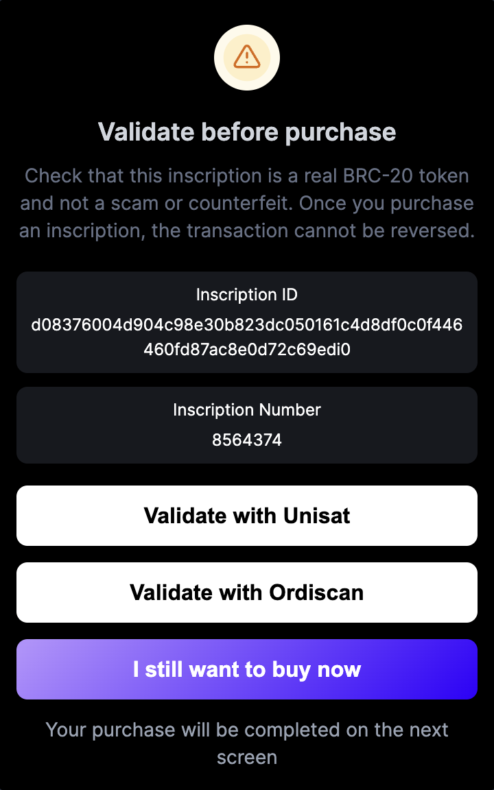 Ordinals Wallet NFT Buy