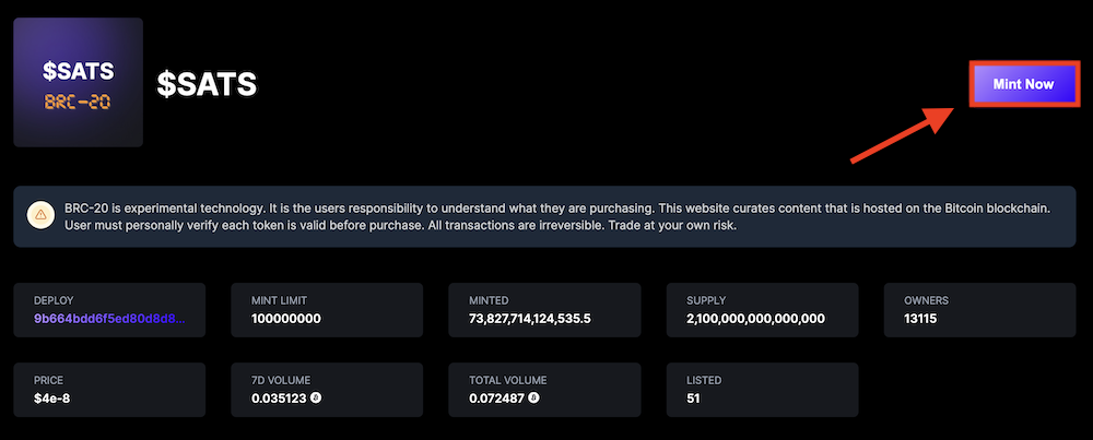 Ordinals Wallet Mint