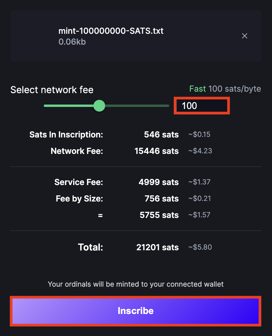 Ordinals Wallet Mint