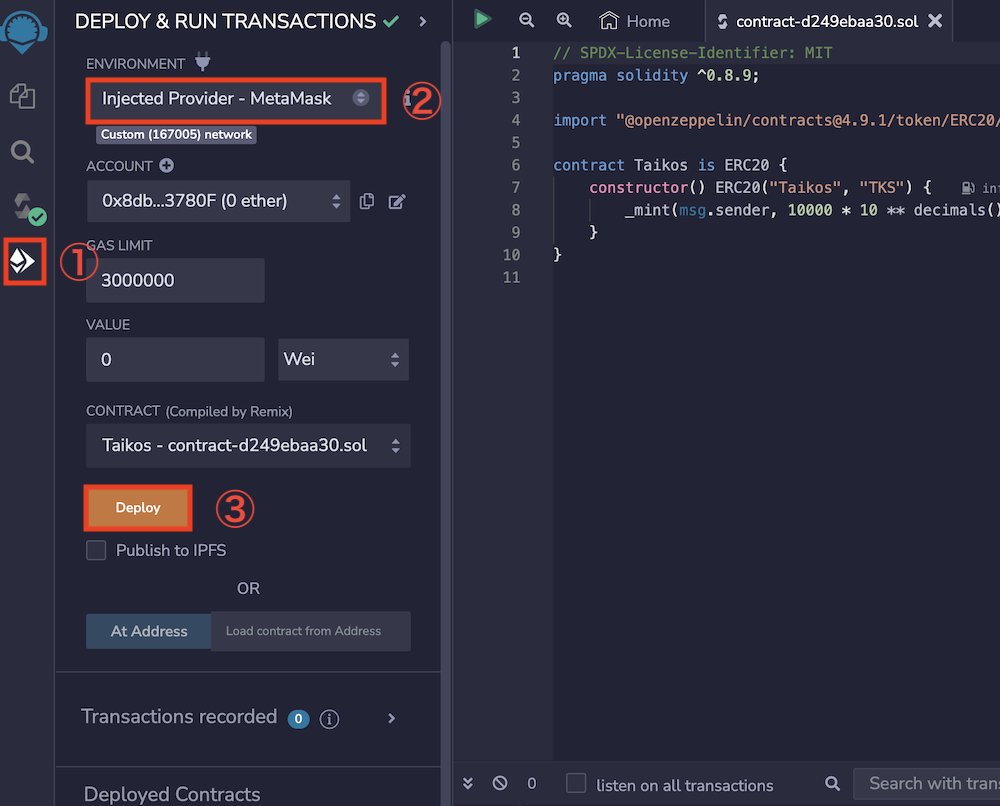 Taiko Deploy contract