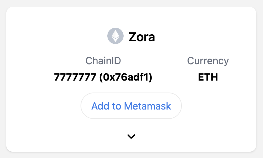 Zora Chainlist