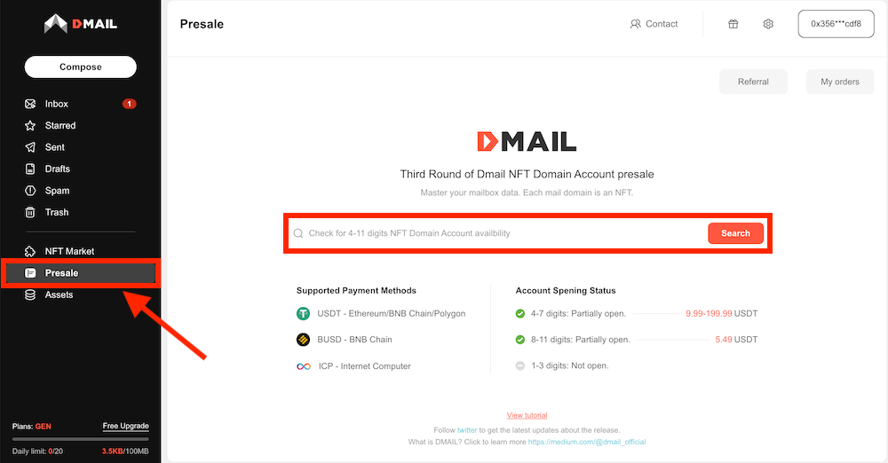 Dmail register