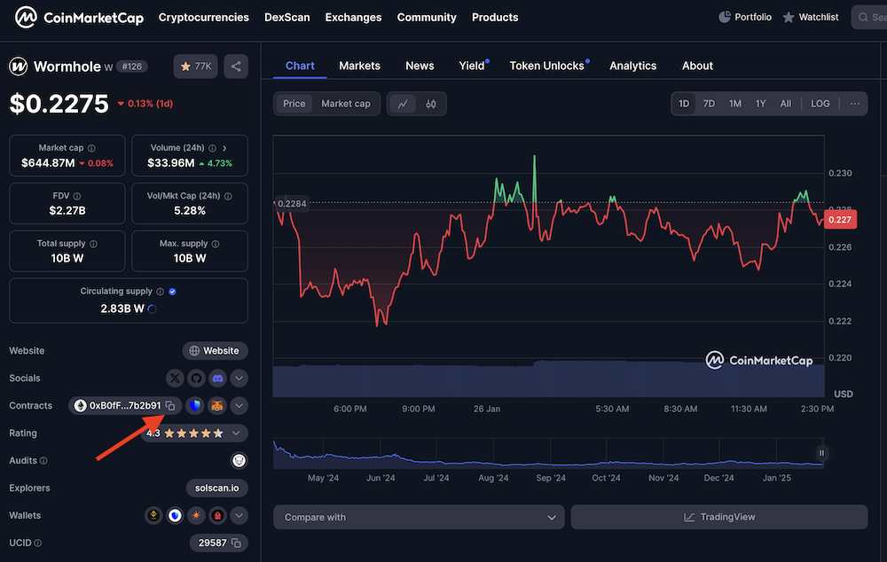 CoinMarketCap Wormhole
