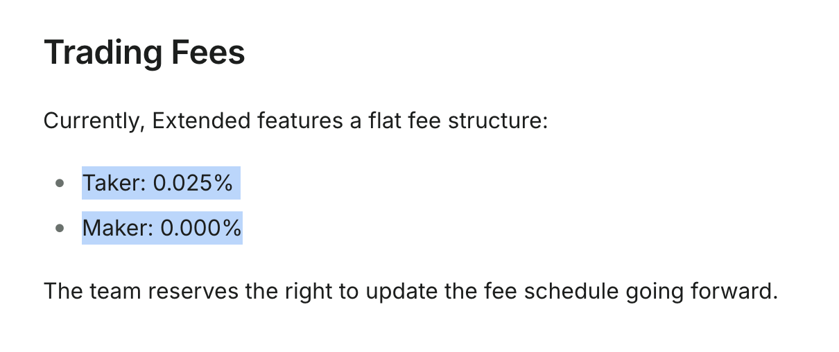 Extended Trading Fee